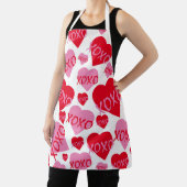 Valentijn XOXO Hart Roze Rood Patroon Modern Wit Schort (Insitu)
