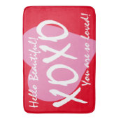 Valentijn XOXO knuffels kussen roze hart rood Badmat (Voorkant Verticaal)