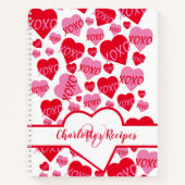Valentijn XOXO Rood Roze Harten Wit Recept Notitieboek (Voorkant)