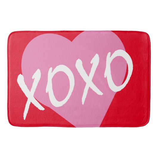 Valentijn XOXO roze hart knuffels kussen rood Badmat (Voorkant)