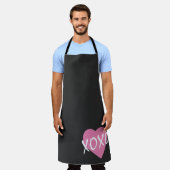 Valentijn XOXO Roze Hart op Zwart Schort (Gedragen)