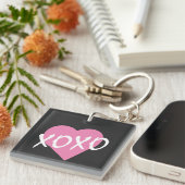 Valentijn XOXO roze hart Sleutelhanger (Voorkant Rechts)