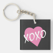 Valentijn XOXO roze hart Sleutelhanger (voorkant)