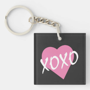 Valentijn XOXO roze hart Sleutelhanger