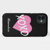 Valentijn XOXO Roze Hart Zwart Case-Mate iPhone Case (Achterkant (horizontaal))