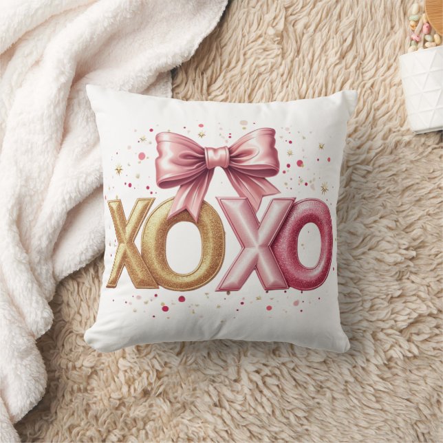 Valentijn XOXO Roze Valentijnsdag Kussen (Deken)