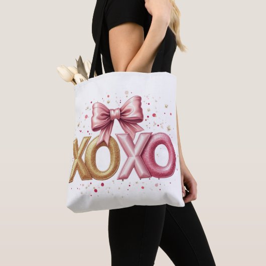Valentijn XOXO Roze Valentijnsdag Tote Bag (Dichtbij)