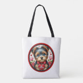Valentijn Yorkie Be Mine Schouder Canvas tas (Achterkant)