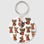 Valentijn Yorkshire Terrier Dog | HONDENLIEFHEBBER Sleutelhanger (Voorkant)