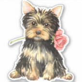 Valentijn Yorkshire Terrier Vinyl Sticker (Voorkant)