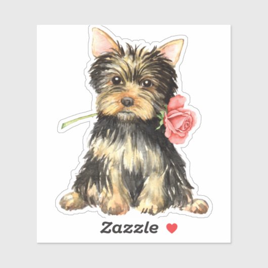 Valentijn Yorkshire Terrier Vinyl Sticker (Vel)