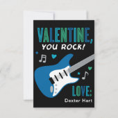 Valentijn You Rock Blue Guitar Kinder Valentijnsda Kaart (Voorkant)