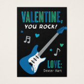 Valentijn You Rock Blue Guitar Kinder Valentijnsda Visitekaartje (Voorkant)