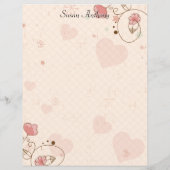 Valentijn Zachte Harten Flowers Briefpapier Papier (Achterkant)