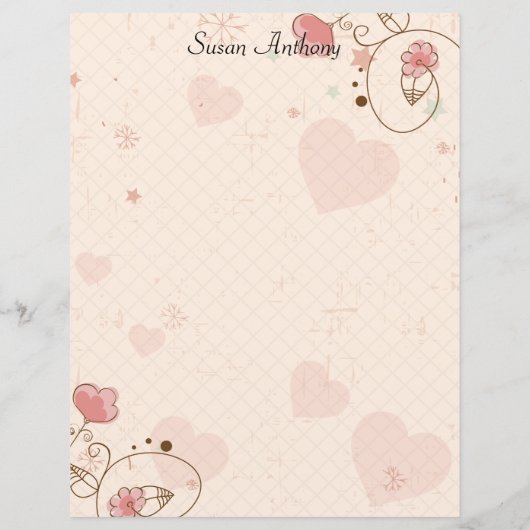 Valentijn Zachte Harten Flowers Briefpapier Papier (Achterkant)