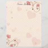 Valentijn Zachte Harten Flowers Briefpapier Papier (Voorkant)