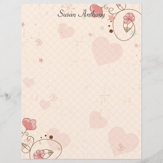 Valentijn Zachte Harten Flowers Briefpapier Papier (Voorkant)