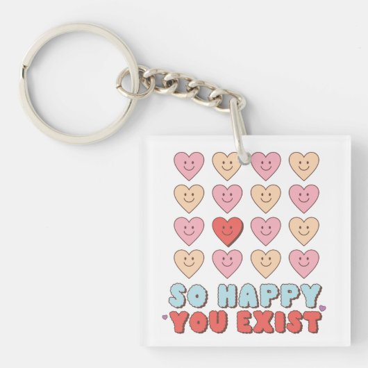 Valentijn, zo blij dat je bestaat sleutelhanger (voorkant)