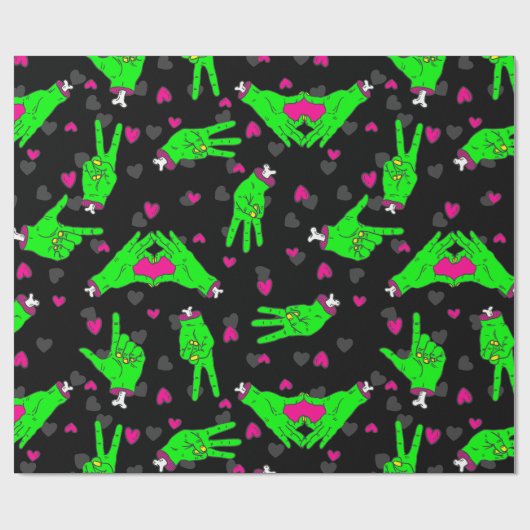 valentijn Zombie Love Heart Hands Halloween Cadeaupapier (Vlak)