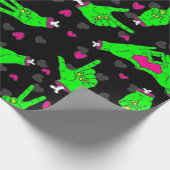 valentijn Zombie Love Heart Hands Halloween Cadeaupapier (Hoek)
