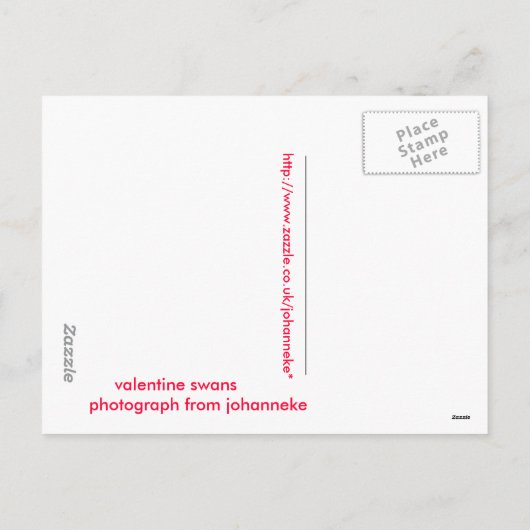 valentijn zwanen feestdagenkaart (Achterkant)