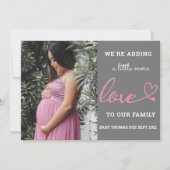 Valentijn zwangerschap baby mededeling roze hart feestdagenkaart (Voorkant)