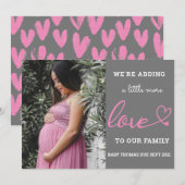 Valentijn zwangerschap baby mededeling roze hart feestdagenkaart (Voorkant / Achterkant)