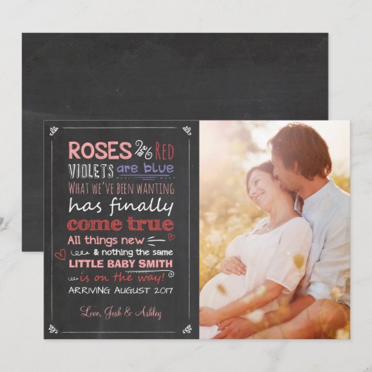 Valentijn zwangerschapsaankondiging Kaart verwacht (Voorkant / Achterkant)