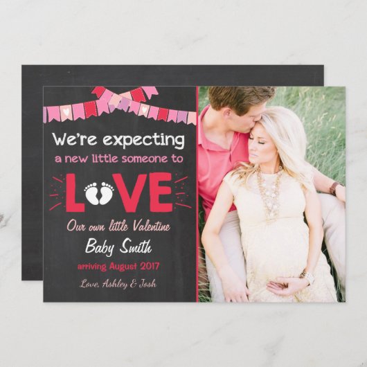 Valentijn zwangerschapsaankondiging onthult liefde feestdagenkaart (Voorkant / Achterkant)