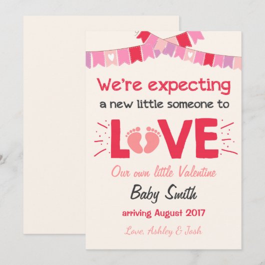 Valentijn zwangerschapsaankondiging onthult liefde feestdagenkaart (Voorkant / Achterkant)