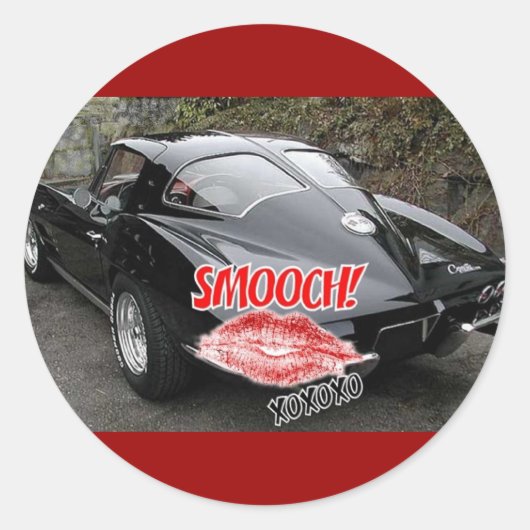 Valentijn zwart, gesplitst venstercorvette klassie ronde sticker (Voorkant)