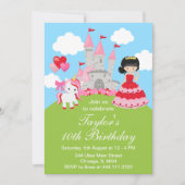 Valentijn Zwart Haar Prinses Eenhoorn Verjaardag Kaart (Voorkant)