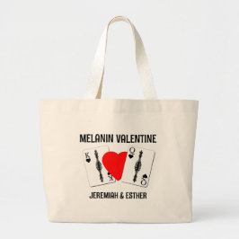 Valentijn ZWART KONINGIN KING SPEELKAARTEN Koppels Grote Tote Bag