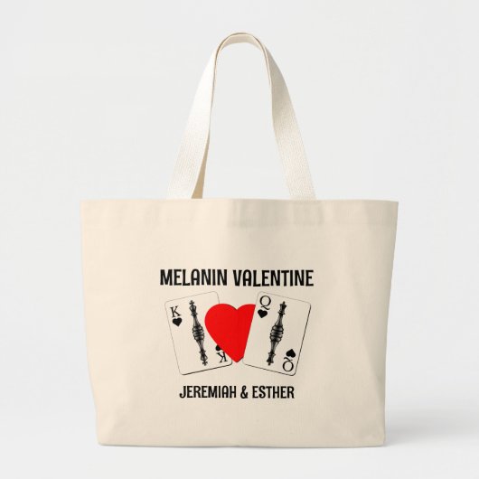 Valentijn ZWART KONINGIN KING SPEELKAARTEN Koppels Grote Tote Bag (Voorkant)