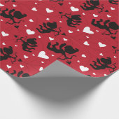 Valentijn zwart-wit Cupid Pattern Cadeaupapier (Hoek)