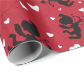 Valentijn zwart-wit Cupid Pattern Cadeaupapier (Rol Hoek)