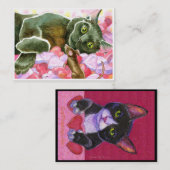 Valentijn zwarte kat dubbelzijdige ACEO-afdruk Visitekaartje (Voorkant / Achterkant)