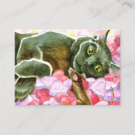 Valentijn zwarte kat dubbelzijdige ACEO-afdruk Visitekaartje