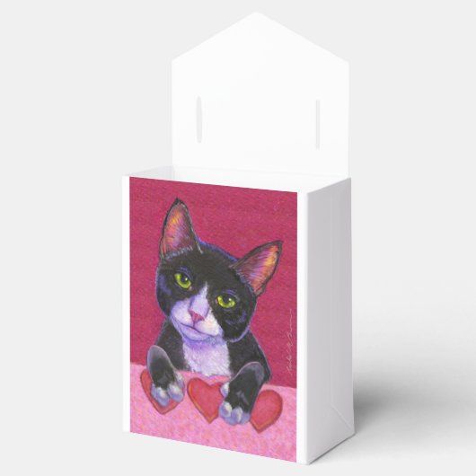 Valentijn Zwarte Tuxedo met hart Bedankdoosjes (Geopend)