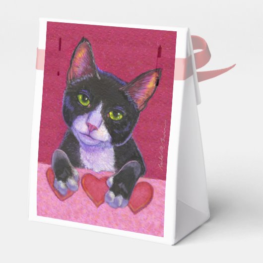 Valentijn Zwarte Tuxedo met hart Bedankdoosjes (Achterkant)