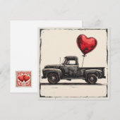 Valentijn Zwarte Vrachtwagen : Rode Romance Feestdagenkaart (Voorkant / Achterkant)