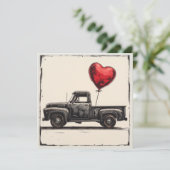 Valentijn Zwarte Vrachtwagen : Rode Romance Feestdagenkaart (Staand voorkant)