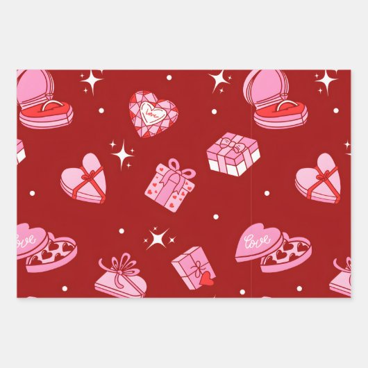 Valentijncadeau dozen inpakpapier – Romantisch Vel (Voorkant)