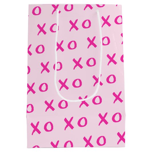 ValentijnEenvoudig modern XOXO roze, speciaal aang Medium Cadeauzakje (Achterkant)