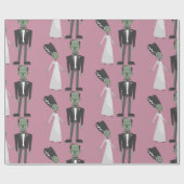 valentijnen Bruid Frankenstein Monster Creepy Spoo Cadeaupapier (Vlak)