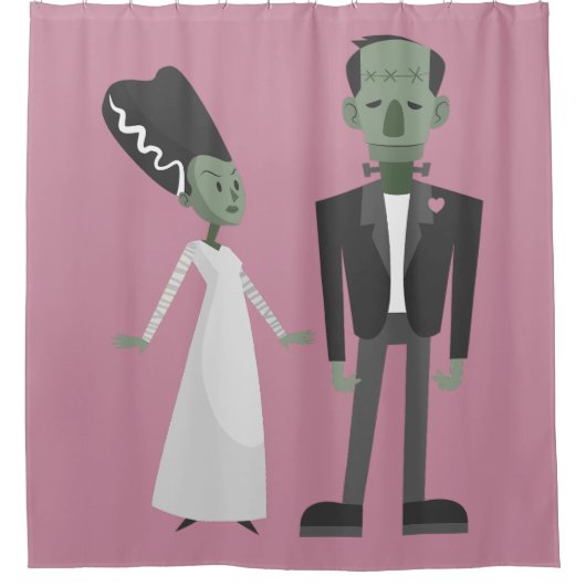 valentijnen Bruid Frankenstein Monster Creepy Spoo Douchegordijn (Voorkant)