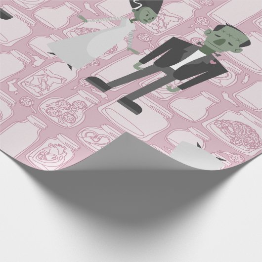 valentijnen Bruid Frankenstein Monster Specimens Cadeaupapier (Hoek)