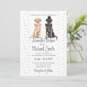 Valentijnen bruiloft met labrador rekker bruidegom kaart (Staand voorkant)