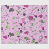 valentijnen buitenaards houden van UFO ruimteschip Cadeaupapier (Vlak)