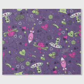 valentijnen buitenaardse liefde UFO ruimteschip pa Cadeaupapier (Vlak)